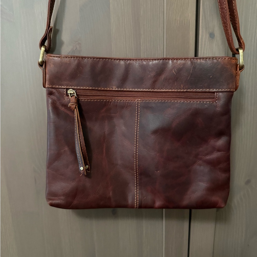 Valenchi Leather Crossbody with Embossed Floral Panel - Picture 3 of 9